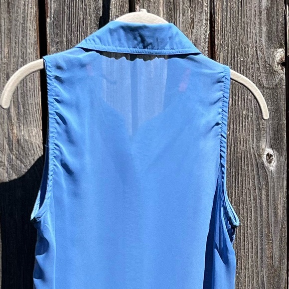 Rewind blue sheer sleeveless button up top small - Picture 11 of 16